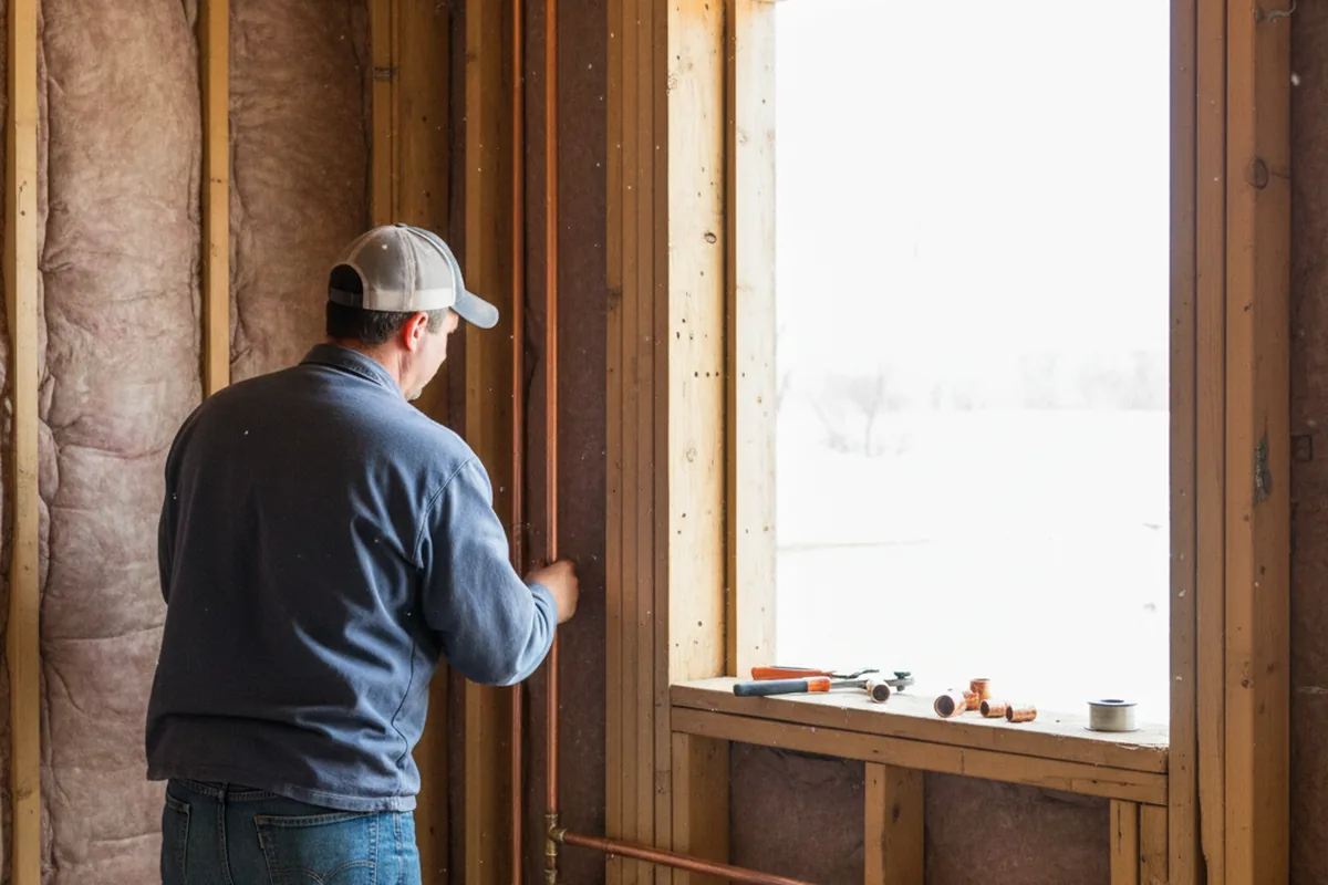 Licensed plumber running new copper supply lines in a Vienna home